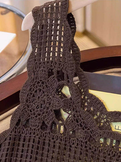 Openwork Scoop Neck Tank for Women in Sheer Cotton Style