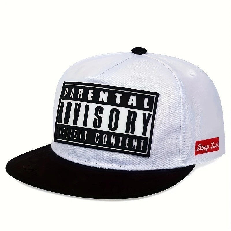 Plain-brim Baseball Cap Adjustable Trendy Lettered Hip-hop Snapback