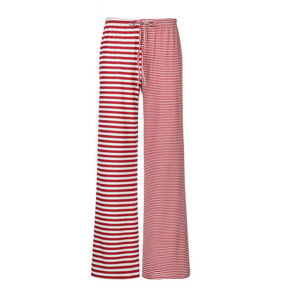 Striped Rags Stitching Wide-leg Pants Women