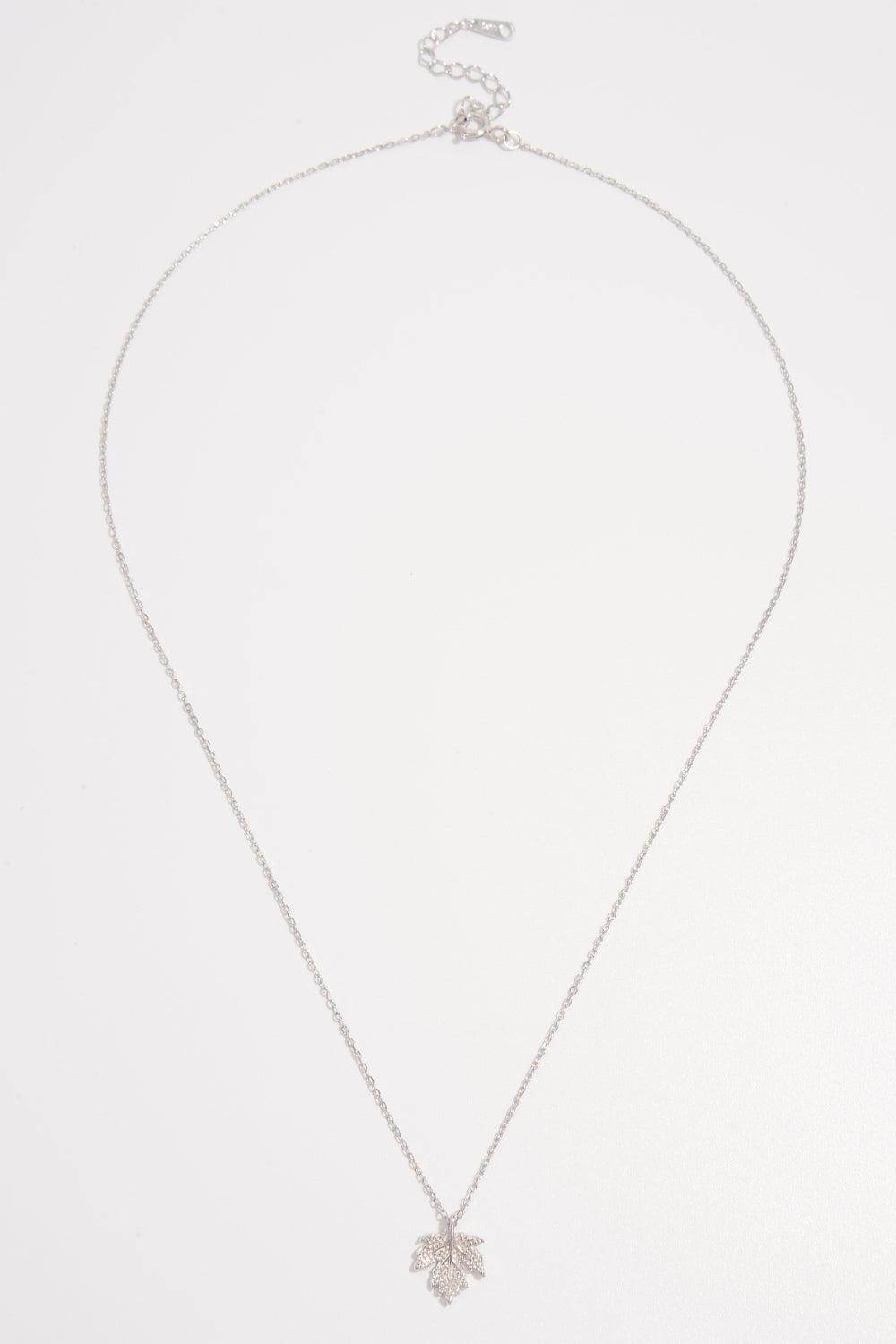 925 Sterling Silver Zircon Maple Leaf Necklace for Women