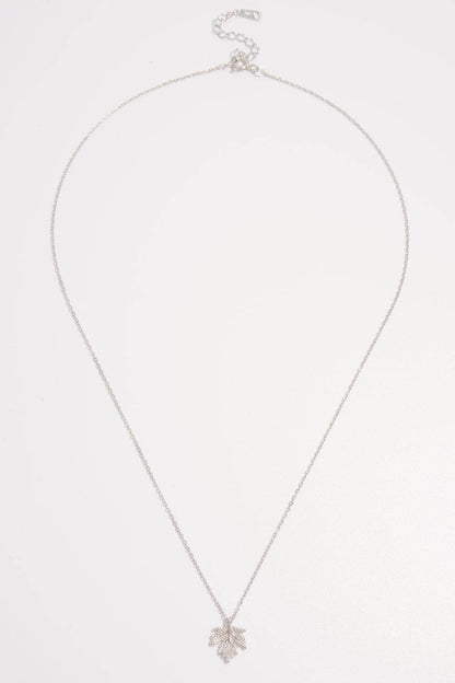 925 Sterling Silver Zircon Maple Leaf Necklace for Women