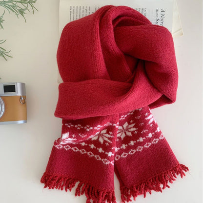Fair Isle Wind-pattern Gray Knitted Scarf Couples Neck Warmer