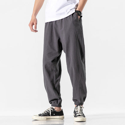 Casual Cropped Pants Thin Trendy Linen Sports Pants Men