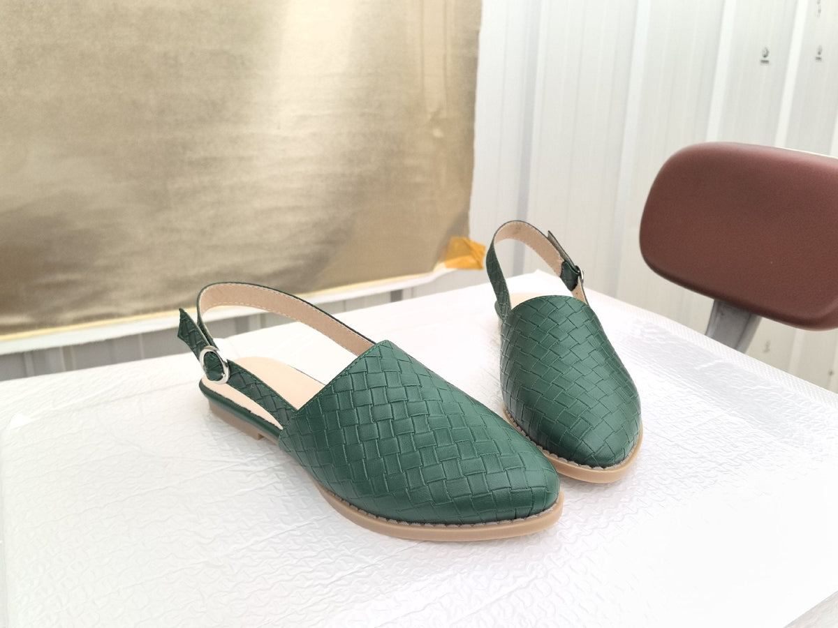 Pointed-toe Closed-toe Strap Flat-sole Sandals