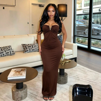 Strapless V-clasp Embellished Dress