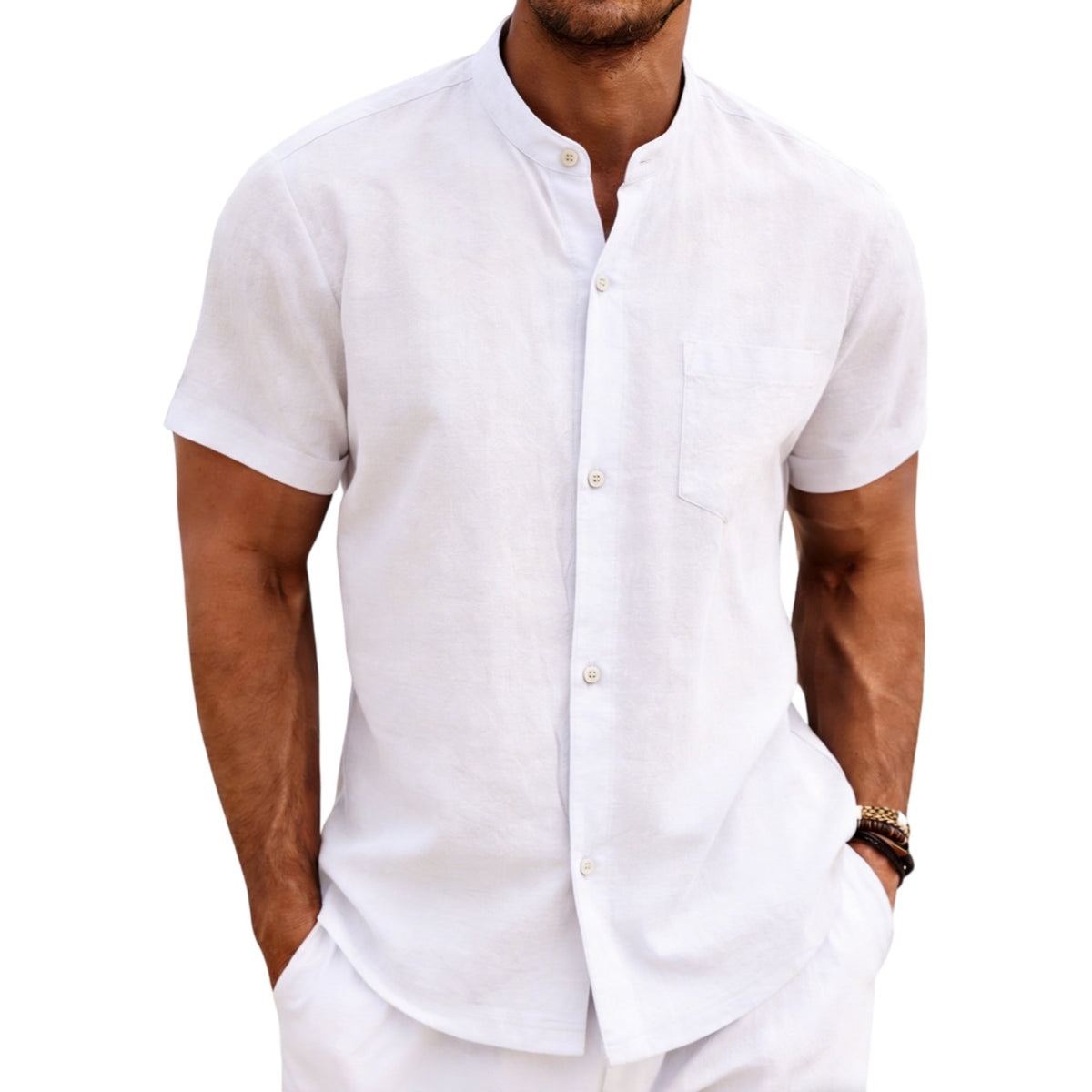 Henry Tie Pocket Casual Shirt For Men