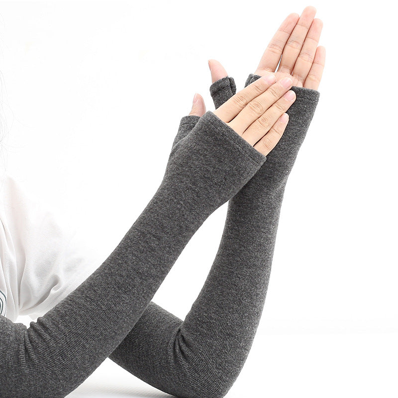 Women's Pure Cashmere Arm Warmers - Knitted Elastic Sleeve Covers for Winter Cold Weather Protection