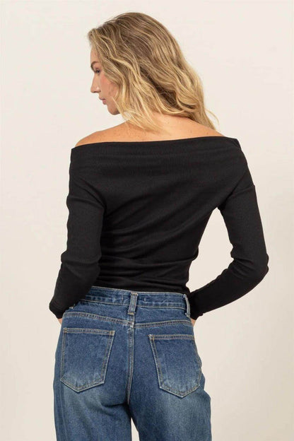 HYFVE Off Shoulder Ribbed Knit Top for Stylish Outfits
