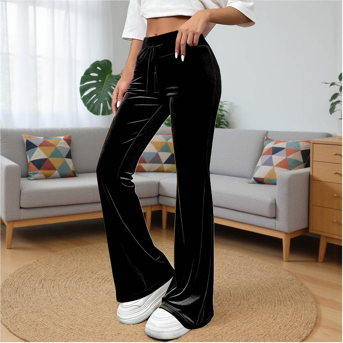Commuter Slimming Casual Flared Pants Velvet Draped Long Trousers