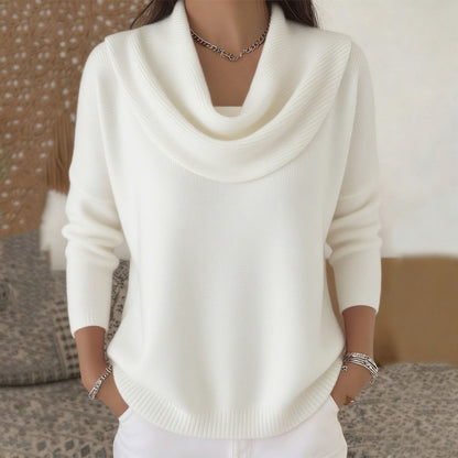 Long Sleeve Knit Sweater Casual Warm Solid Color Pullover Top For Autumn Winter Clothing