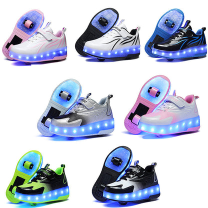 Children's Rechargeable Two-wheel LED Light-up Shoes