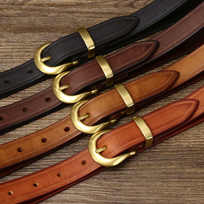 Versatile Personality Retro First Layer Pure Cattlehide Jeans Belt Women