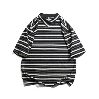 Men's Retro Striped Bottoming Pullover