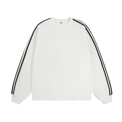 American-style Retro Three-bar Long-sleeved T-shirt For Men