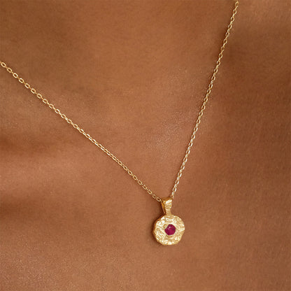 December Birthday Stone Birthstones Irregular Pendants Necklace Round
