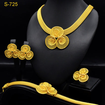 European And American Fashion Necklace Earring Bracelet Four-piece Ring Set