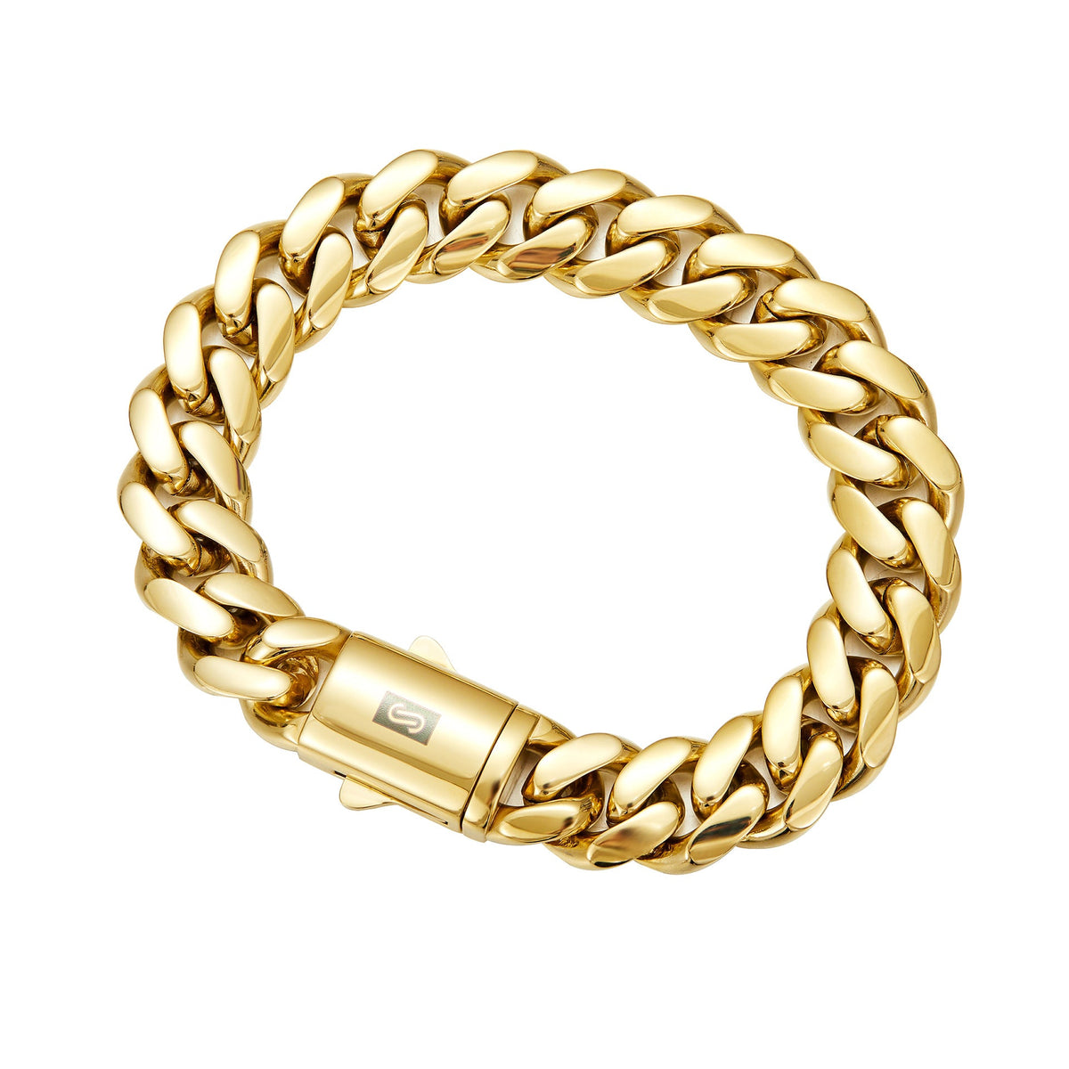 Vacuum-plated Gold Stainless Steel Titanium Bracelet With A Smooth Buckle Mens Cuban-link Chain Jewelry