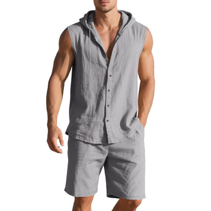 Sleeveless Shirt Shorts Suit Men