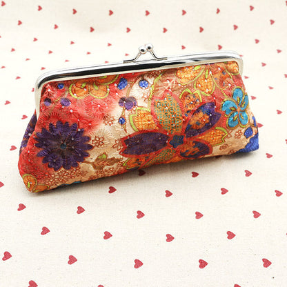15cm Embroidered Fabric Women's Long Wallet