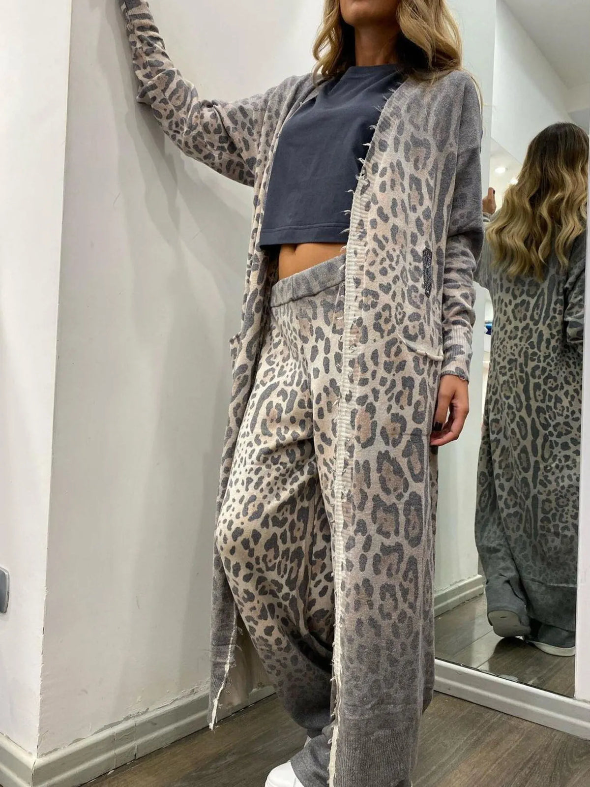 Long Sleeve Longline Outerwear and Pants Set