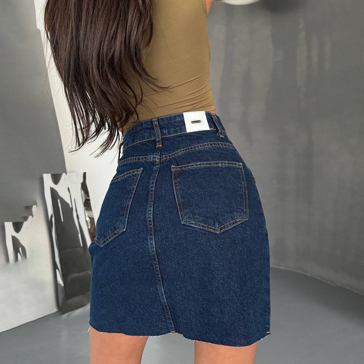 Design Zipper Split Denim Skirt Women
