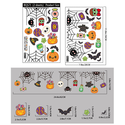 Halloween Decorations Pumpkin Skull Glass Stickers