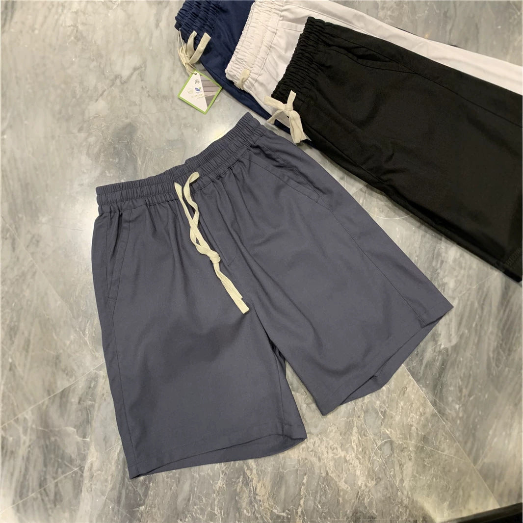 Breathable Solid-Color Casual Men's Drawstring Shorts