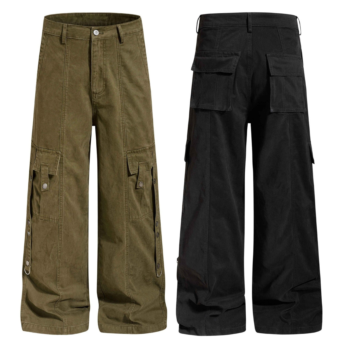 Multi-pocket Straight-leg Cotton Work Pants