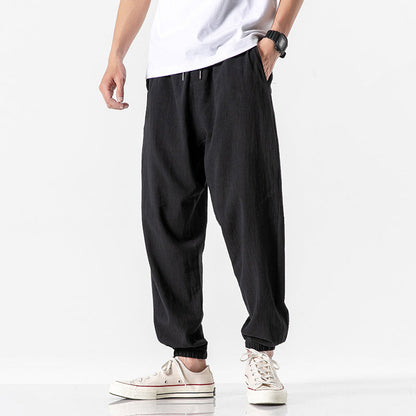 Casual Cropped Pants Thin Trendy Linen Sports Pants Men