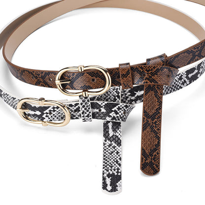 Simple And Versatile Snake Print Leather Belt For Women