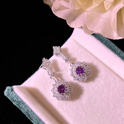 Amethyst Rings Pendants Stud Earrings Three-piece Set