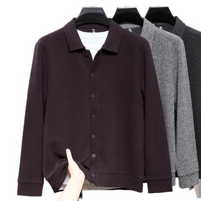 Men's Long-Sleeved Knitted SpringSummer Fashionable Lapel Warm Outerwear New Style Sweater