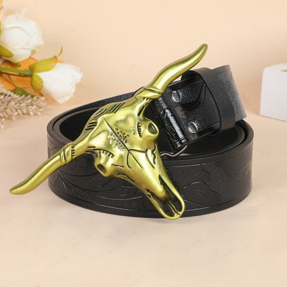 Belt Cow Head Buckle Men
