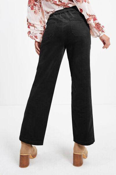 Half Elastic Waist Straight Pants for Comfortable Fit
