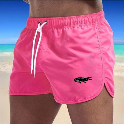 Mens Fashionable Beach Shorts Polyester Multi-Color Sports Three-Quarter-Length Shorts