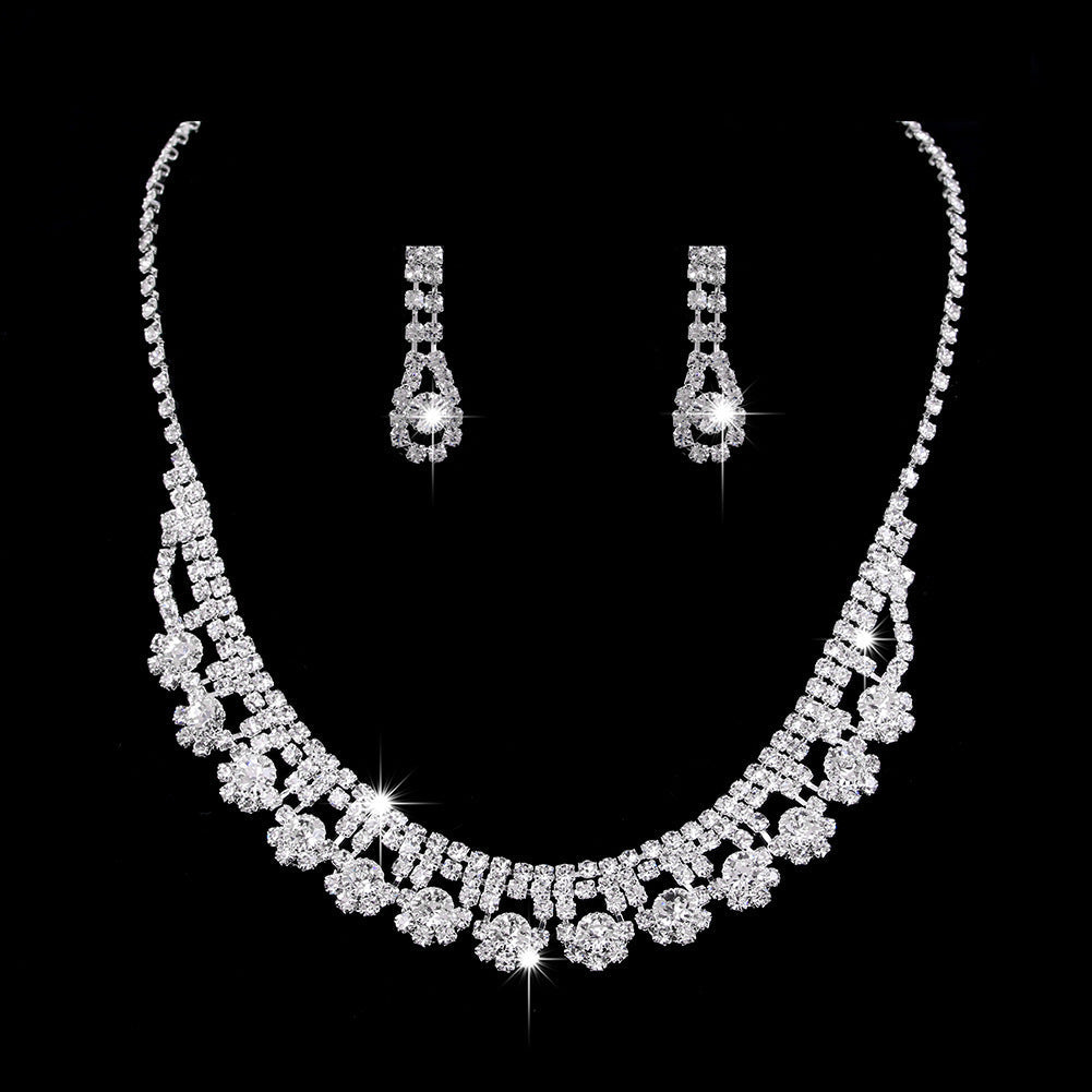 Rhinestone Water Drop Jewelry Set