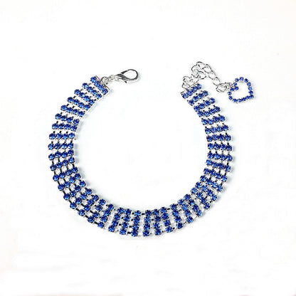 Four-row Rhinestone Pet Collar Dogs And Cats Heart-shaped Chain