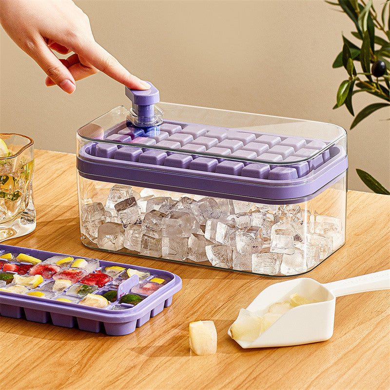 One-Button Ice Cube Mold with Storage Box