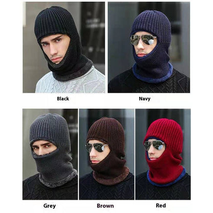 Winter Warm Unisex Dome Brimless Terry Neck Protection Thickened Flat Brim Knitted Hat