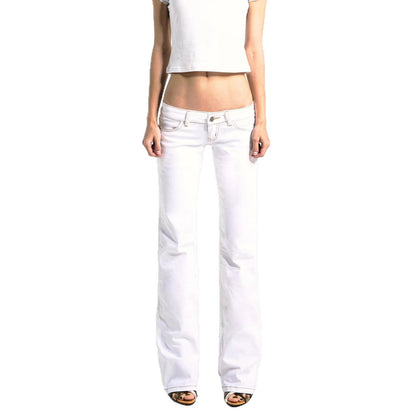 Slim-fit Button-waist Washed Jeans For Women