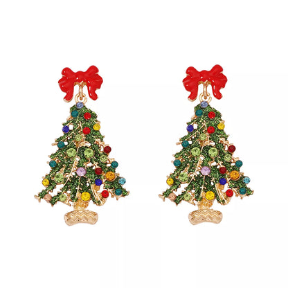 Christmas Tree Earrings with Bow