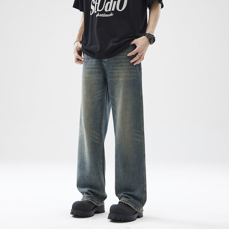 Washed Distressed Loose Jeans For Men