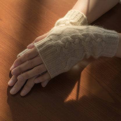 Cashmere Half Finger Twist Gloves
