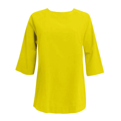 Solid Color Loose Round-neck Women's Shirt, European Style, Casual Style, Short Sleeve, Solid Color
