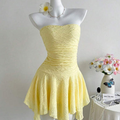 New Lace Panelled Waist Cinching Tube Dress