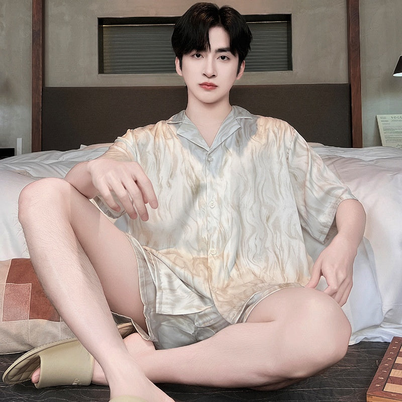 Ice Silk Pajamas Men's Spring And Summer Lightweight Breathable