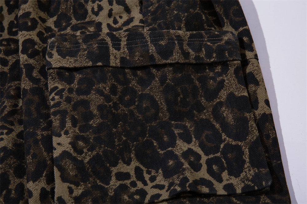 Leopard Camouflage Workwear Shorts Men