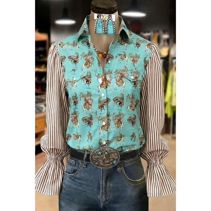 Women's Lace-trimmed Long-sleeve Collared Blouse