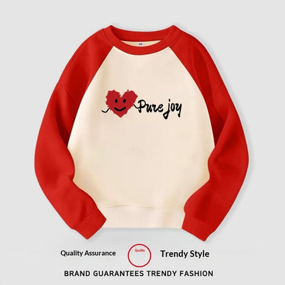 Sweatshirt With Heart And Smiley Print Family Matching Set