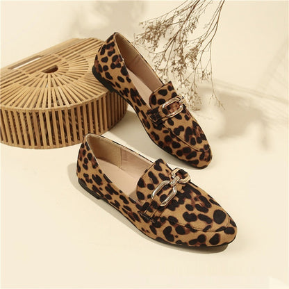 Leopard Print Casual Soft Bottom Pumps Women Casual Shoes Round Toe Flats